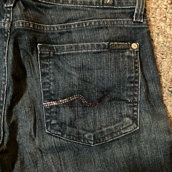 7 For All Mankind Women’s Jeans Size 29 Straight Leg Dark Wash Jeweled Pockets - Picture 4 of 11